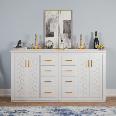 Ensemble de meuble-lavabo autoportant 60 po avec lavabo en céramique, armoire en bois massif, portes et tiroirs à fermeture en douceur 60 po