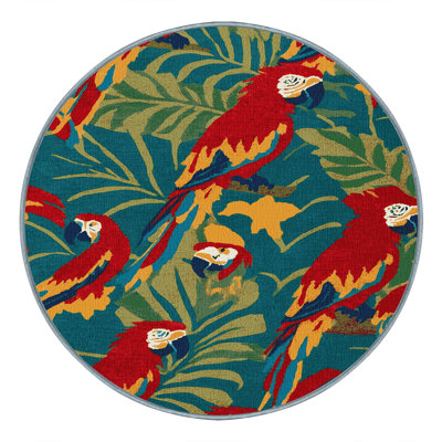 Washable Macaws Hawaiian Area Rug