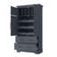 Garde-manger autoportant 40 po x 18 po x 72,6 po Farmhouse - 4 portes, plateaux coulissants, tiroirs, rangement pour moule à gâteau, gris-1314093224