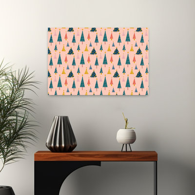 Christmaspatternno14 Colorful Modern Abstract Christmas Tree Forest Winter Wall Art Print