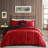 Full/queen Size Comforter With Red And Black Look Feel Red+black To Reverse 2 Matching Shams-117331829