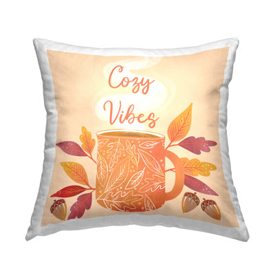Conception de coussin décoratif Cozy Vibes Warm Autumn Coffee Botanicals par Dominika Godette