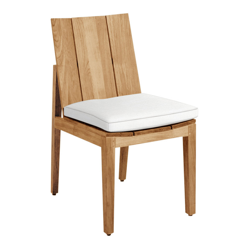 Chaise d'appoint d'extérieur en teck Ashland, Trépointe, Teck naturel, Sunbrella® ‑ lin neige