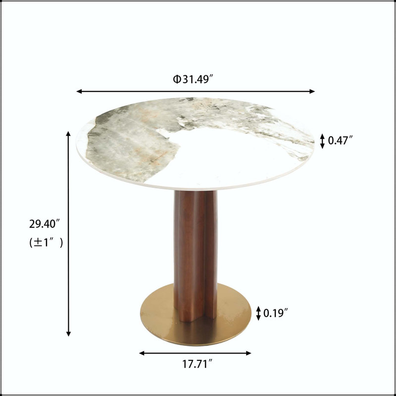 Table de salle à manger 33,5 po, White/Grey, Stone