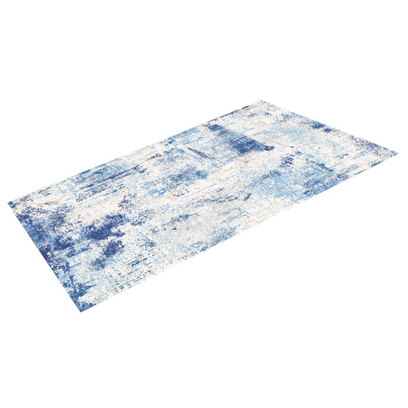 Grand tapis 5 x 7 pi antidérapant et résistant aux déchirures - bleu moderne