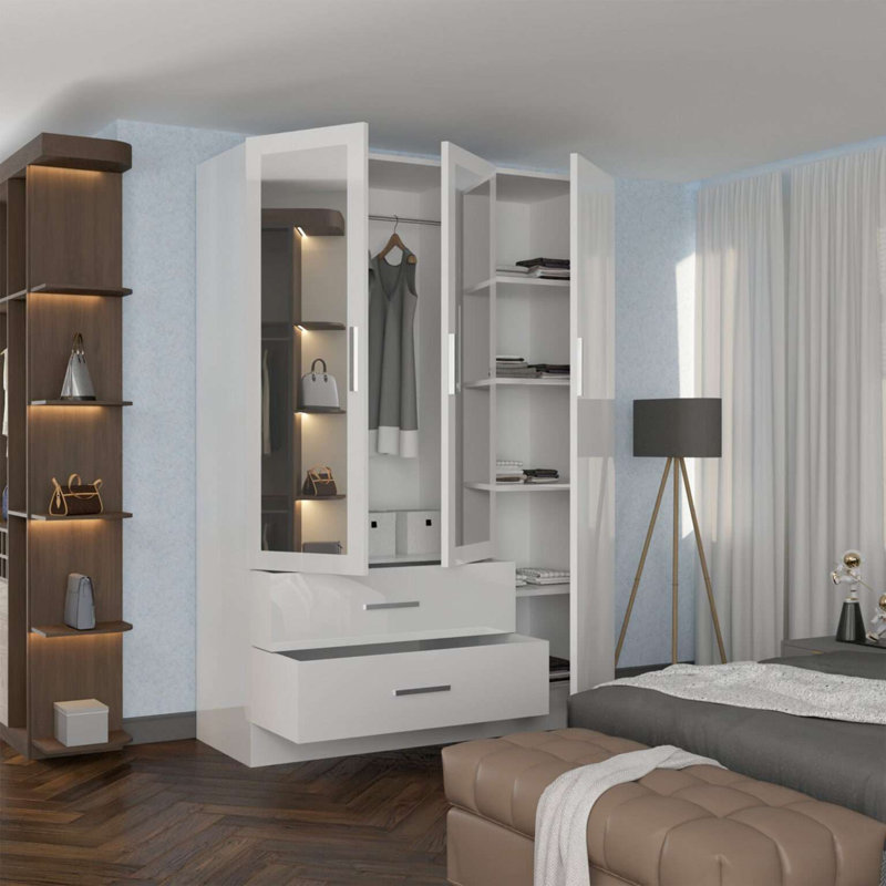 Manufactured Wood Wardrobe, White