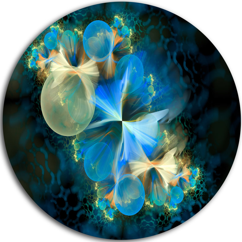 « fractal 3d blue bubbles », impression sur métal, H 23 po x l 23 po x P 1 po