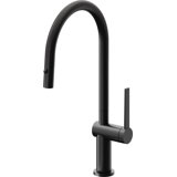 Pull-Down Kitchen Faucet With Button Sprayer - High Arc Spout