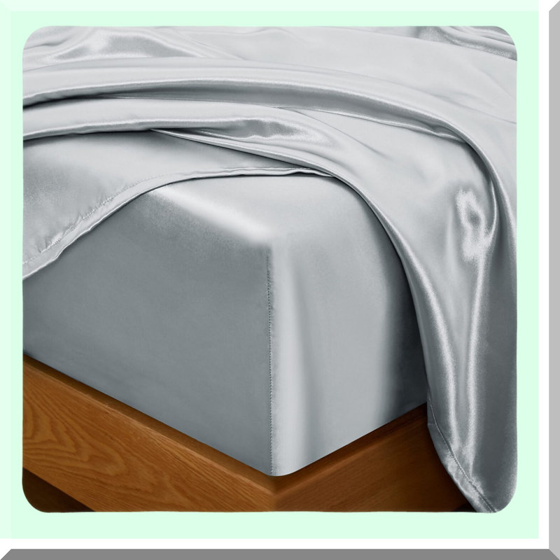Luxury Silky Grey Bedding Bundle - Ultra Soft Full Size Sheets Set with 5 Pieces: Fitted Sheet, Flat Sheet, 3 Pillowcases. Breathable & Elegant