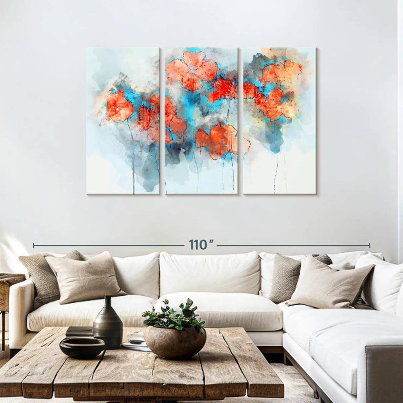 Coquelicots à motif floral abstrait Avery, H 48 po x l 74 po