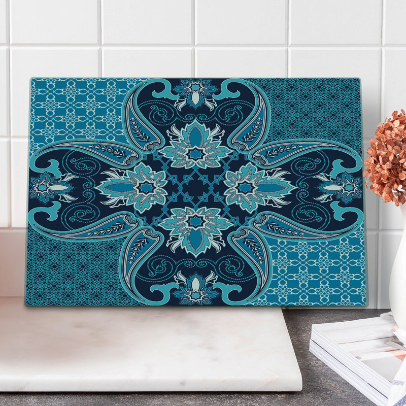 Grande planche à découper Ambesonne bleu marine à motif exotique bleu ciel et indigo
