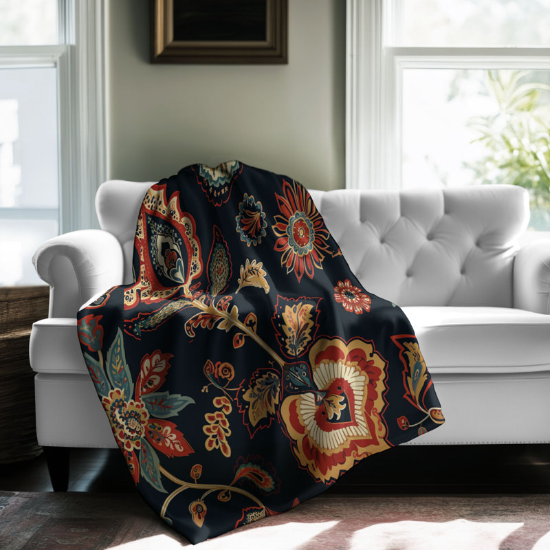 Motif Boho Chic Vibe - 1 pièce Sherpa Premium, Lit simple