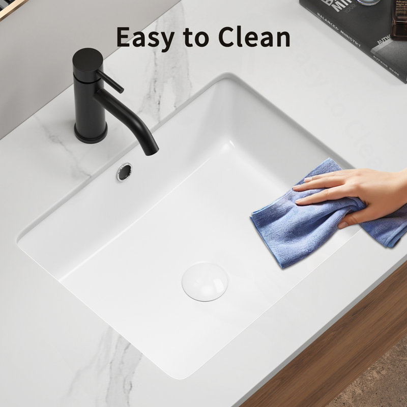 Rectangular Undermount Bathroom Sink  Vessel Sink,Undermount Bathroom Sink Rectangle, White Ceramic Lavatory Vanity Basin With Overflow