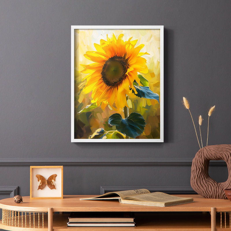 Série FLORAL DIX - reproduction encadrée de qualité supérieure - prête à être accrochée - aucun clou requis, Blanc