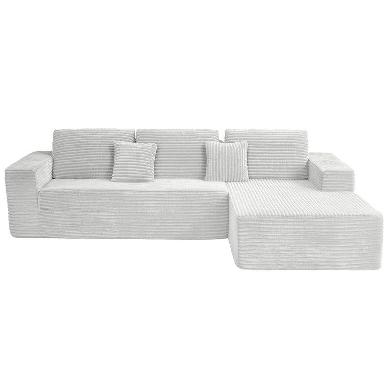  110'' W Upholstered Sectional with Five Pillows, 2 - Piece Convertible Sleeper Sofa, No Assembly Required Sofa, Gray