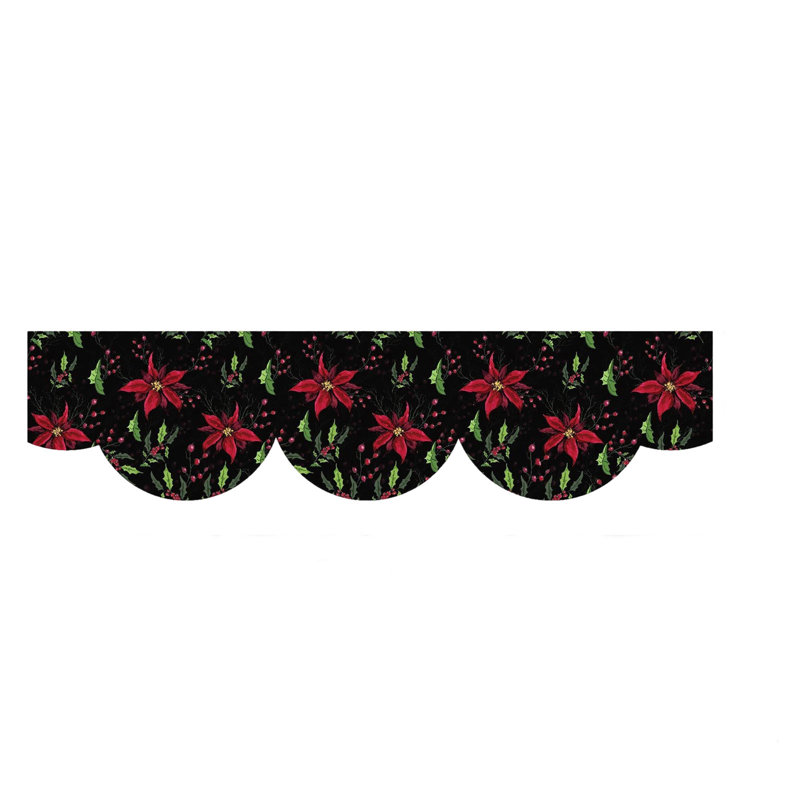 Winter Christmas Fireplace Mantle Banners Background Fabric Holiday Decoration Fireplace Scarf, Black