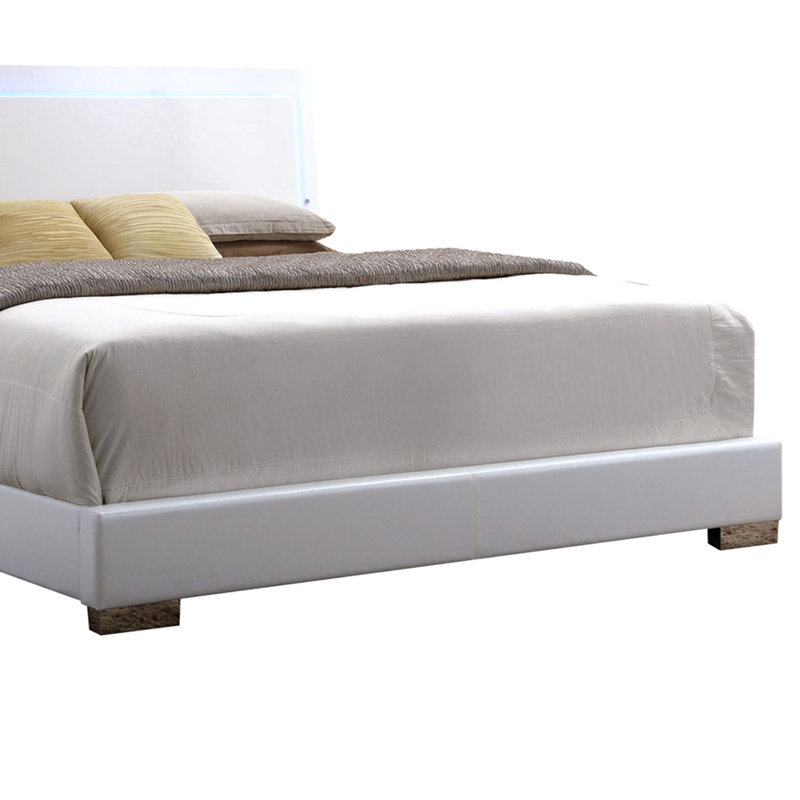 White Queen Bed with LED Light Headboard