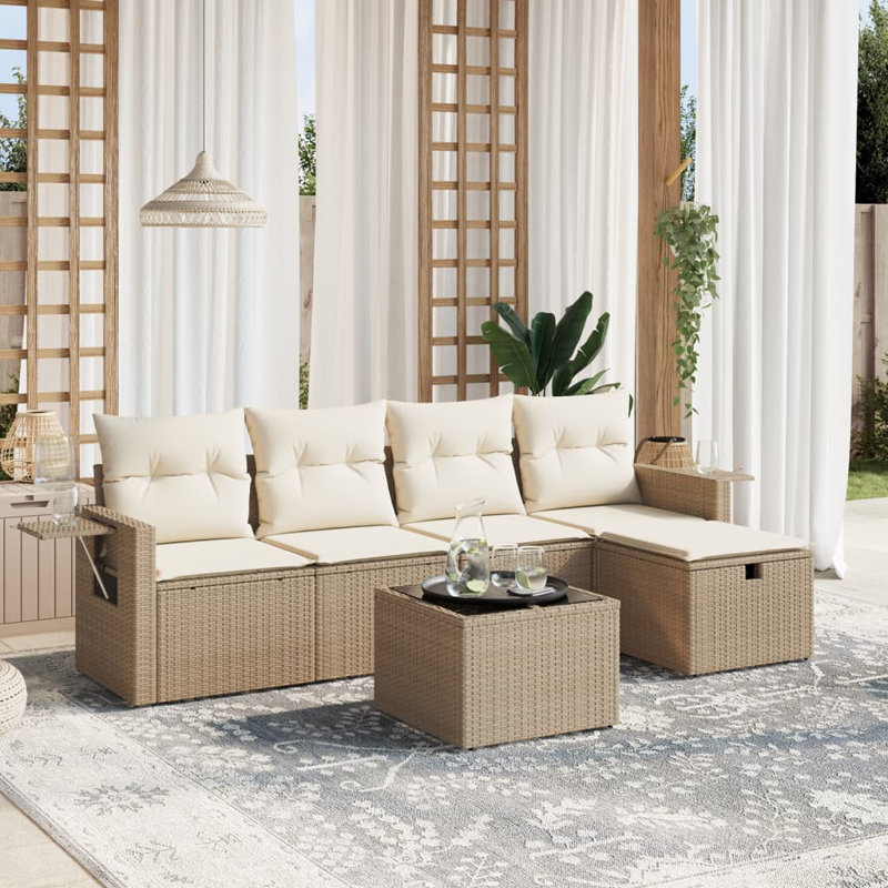 Ensemble de canapé de jardin Vidaxl, Noir, Beige