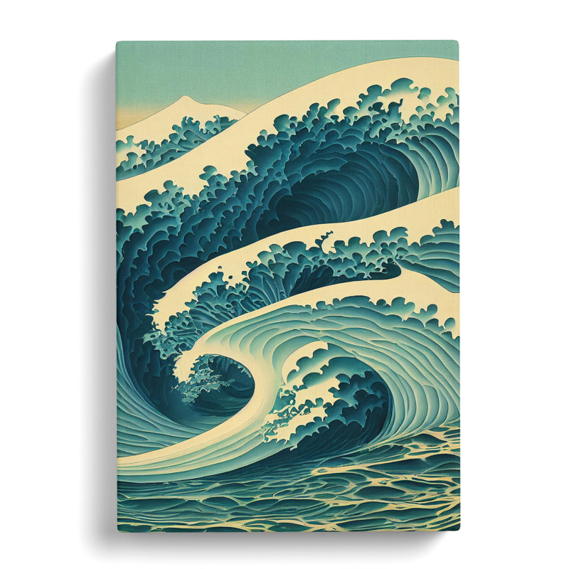 Traditional Japanese Wave No.4 - Wall Art, Wrapped Canvas, 76cm H x 50cm W, No Matte