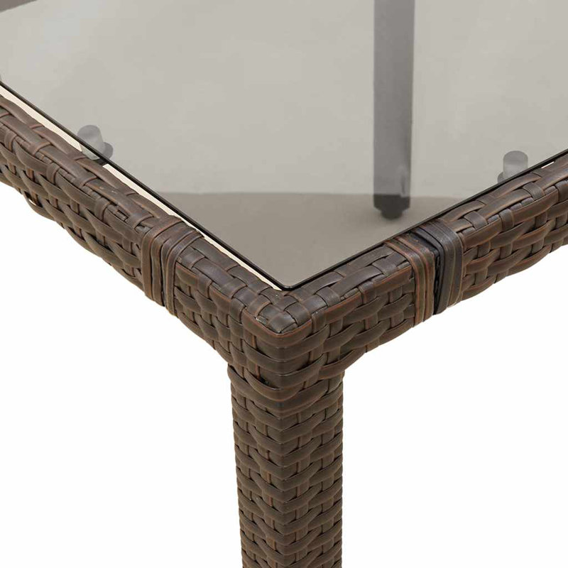 Ensemble bistro de patio avec coussins en rotin de polyester brun, H 29,5 po x l 35,4 po x P 35,4 po, 2