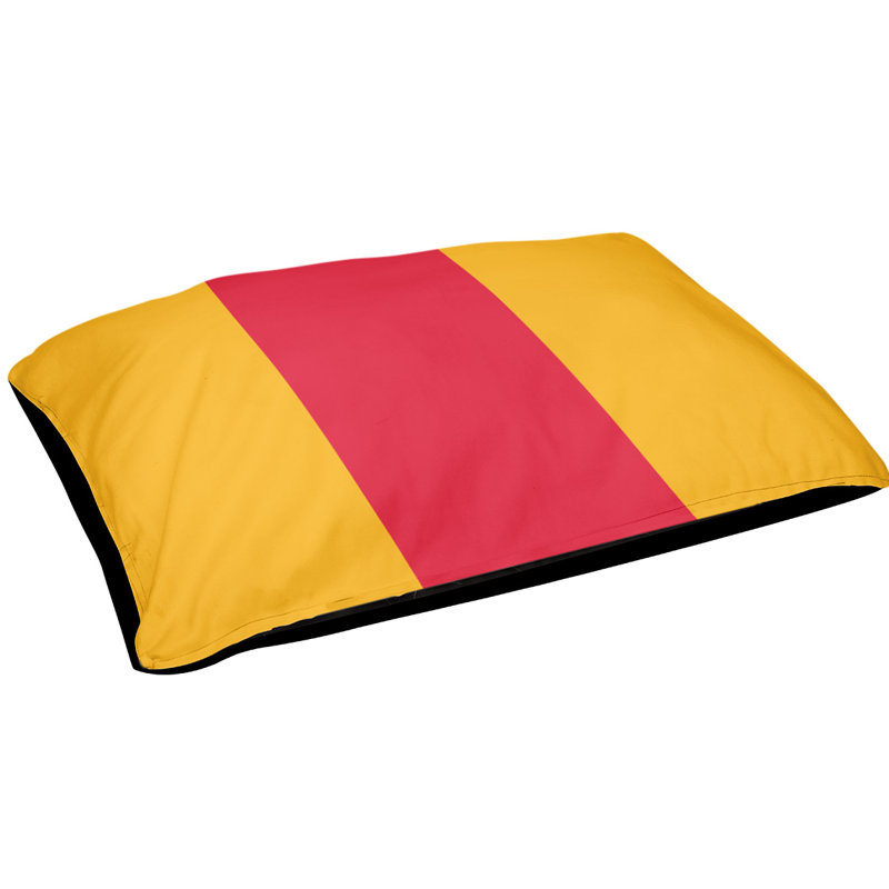 Coussin pour chien Indiana, Très grand (l 50 po x P 40 po x H 7 po), Doré / rouge