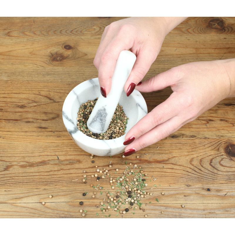 White Marble Kitchen Mortar and Pestle Set