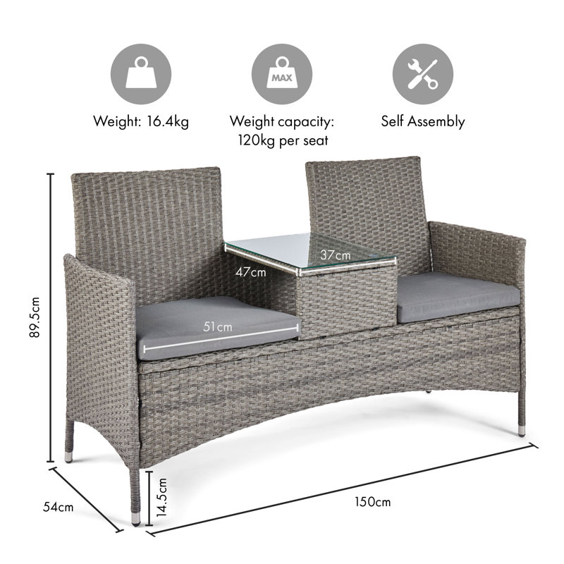 Bali Rattan Garden Jack and Jill Loveseat