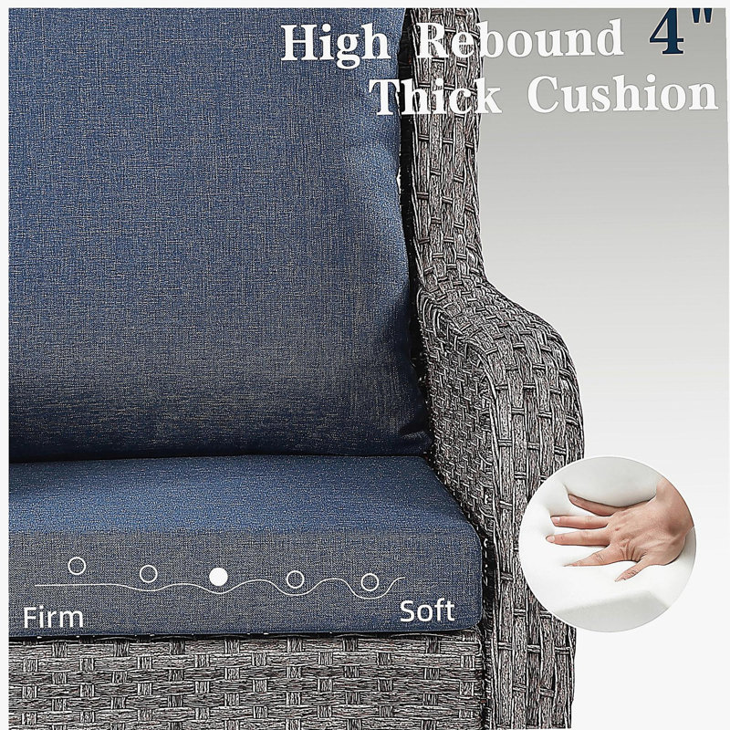 JB A three-seater sofa + two swivel chairs + two footstools + a side table