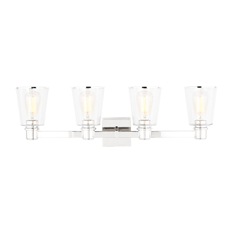 Polished Nickel 4-Light Dimmable Vanity Light with Clear Glass Shades