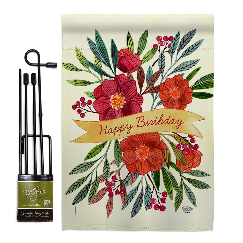 Ensemble de drapeaux en polyester 19 po x 13 po Happy Birthday