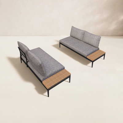 Bernier 2 Pieces Seater Sofa | Die-Cast Aluminum & Teak | Ideal Furniture Ser For Outdoor