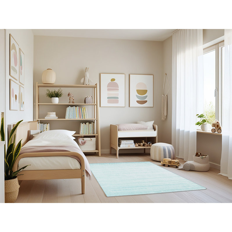 Tapis bleu ciel contemporain, Rectangle 4 pi x 6 pi