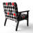Black And White Patchwork - Upholstered Patterned Accent Arm Chair