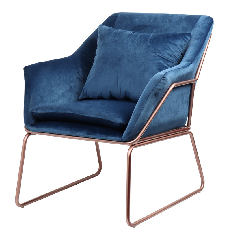 Gilchrist Velvet Armchair, Rose Gold, Navy Blue