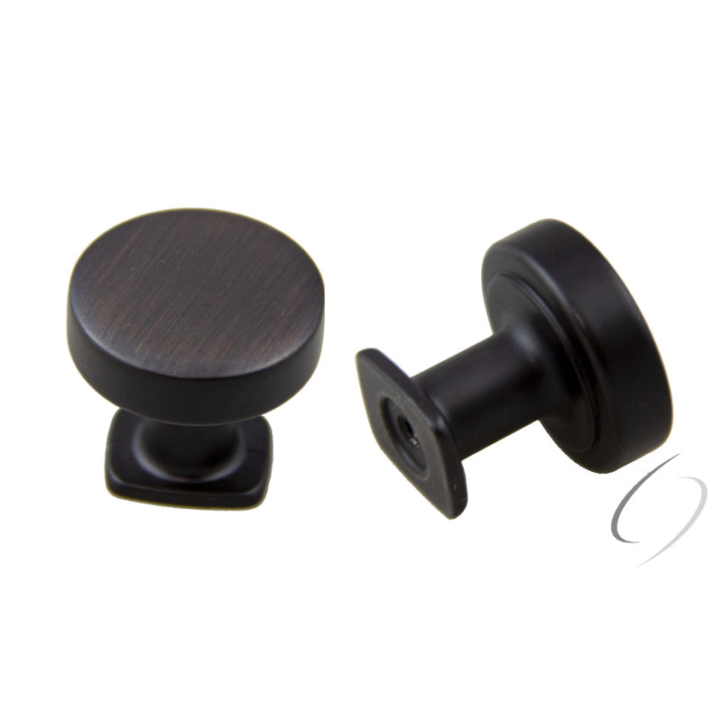 Manhattan Oil Rubbed Bronze Round Cabinet Knob with Mounting Hardware