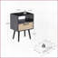 Table basse en rotin noir avec pieds en bois massif, Power & amp; USB, facile à nettoyer pour le salon-1579621723