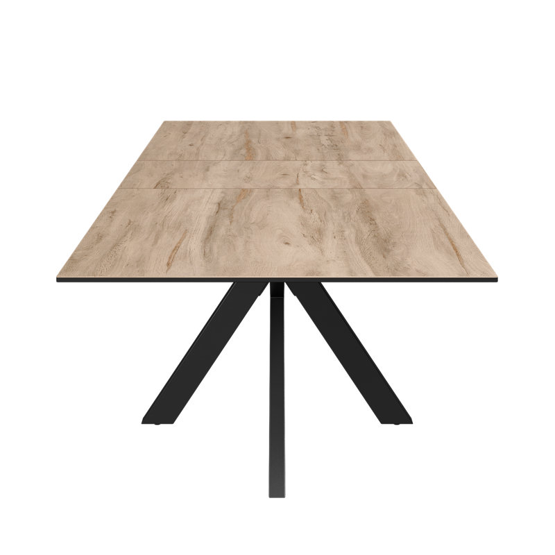 Extendable Metal Base Dining Table, 75cm H x 160cm L x 90cm W, Wood Look