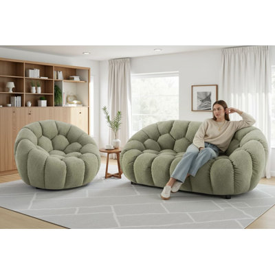 Low-Profile Boucle Brosen Sofa