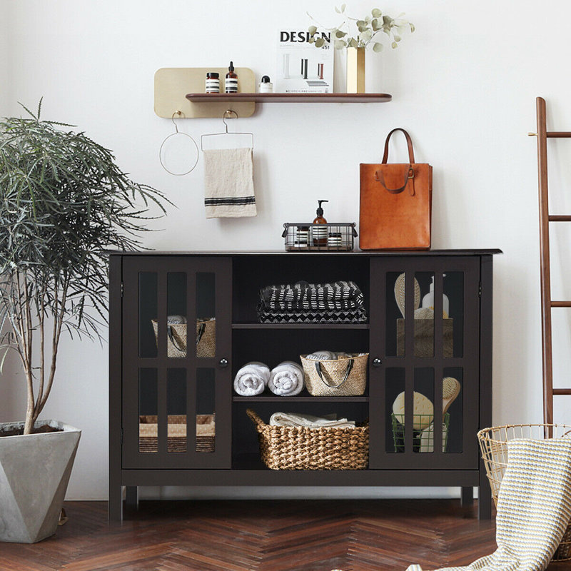 Cardone Modern Wooden TV Stand Console Cabinet for 50 Inches TV, Brown