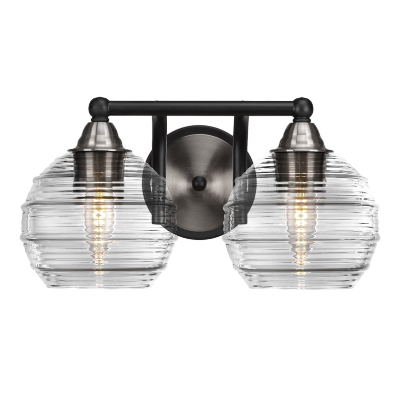 Michell 2-Light Bath Bar, Matte Black/Brushed Nickel, Clear