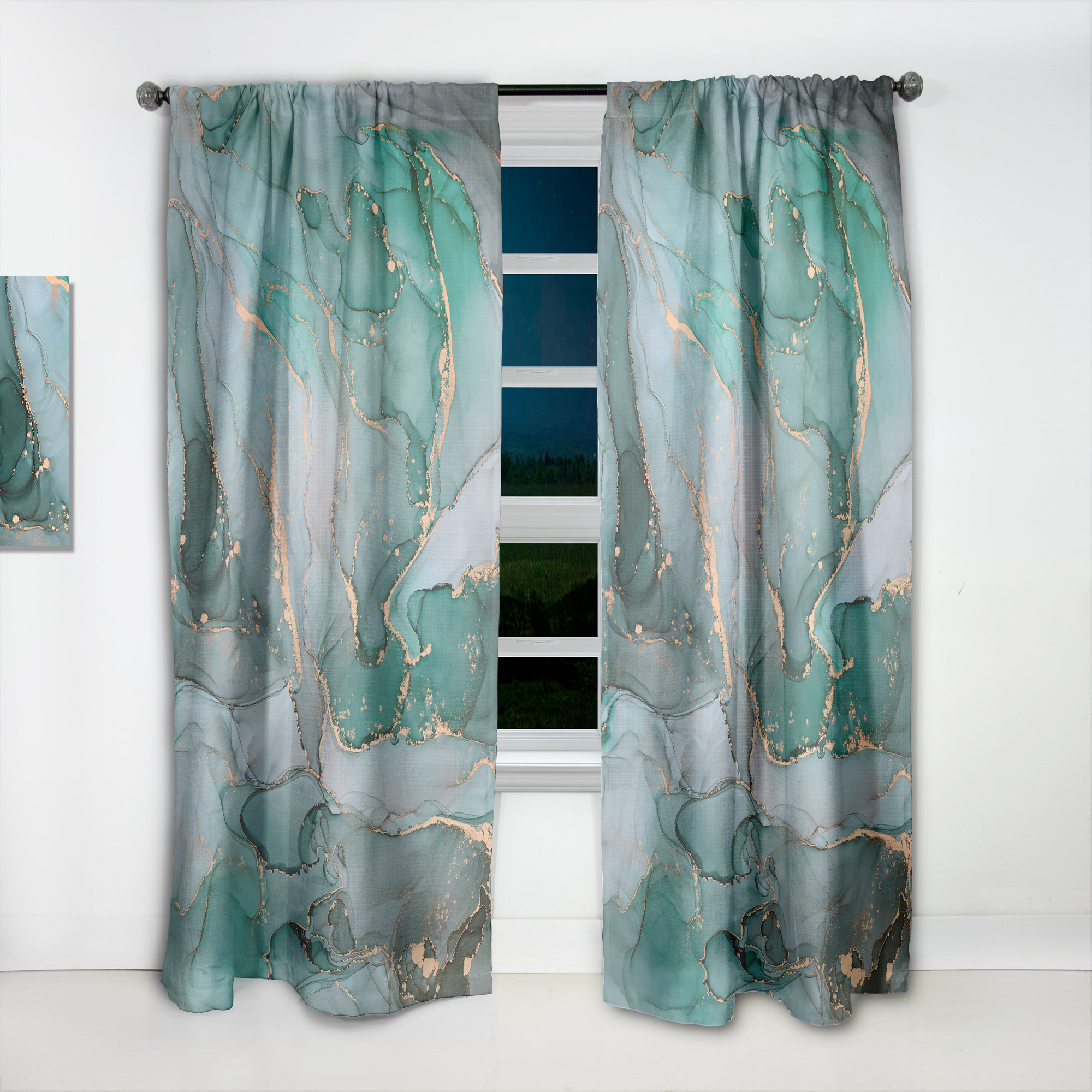 Design Art Abstract Semi-Sheer Thermal Rod pocket Curtain Panels | Wayfair