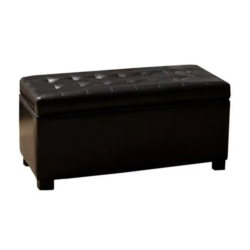 Stromsburg Faux Leather Upholstered Storage Bench, Brown