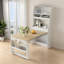 Buffet avec huche et table de salle à manger pliable, tablettes de rangement, crochets latéraux et armoire avec portes coulissantes-102119073