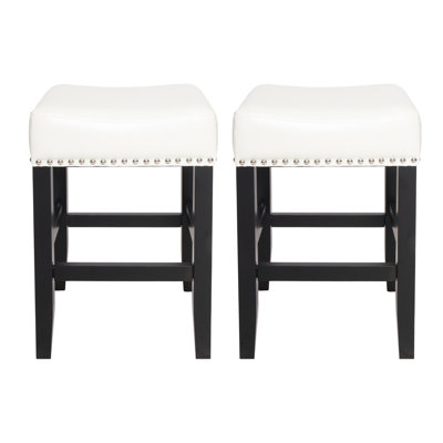 26-inch Backless Ivory Leather Counter Stool (Set of 2)