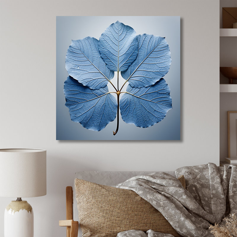Silhouette de feuilles bleues saphir, H 30 po x l 30 po x P 1 po, Toile tendue