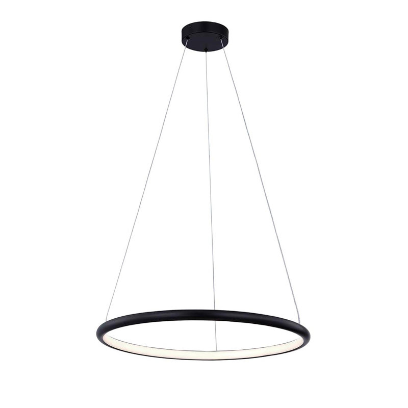 1 - Light Matte Black LED Pendant, 0.75" H x 24.5" W x 24.5" D