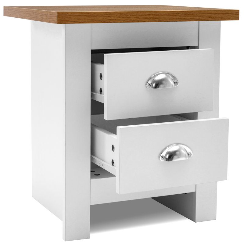 Orval 45 cm W Bedside Table, White/Oak
