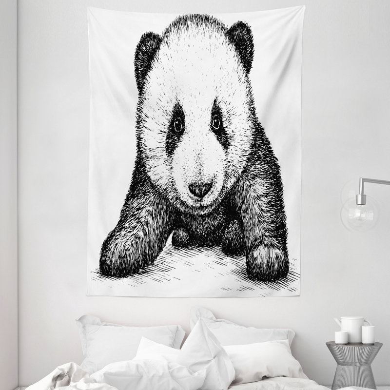 Tapisserie en polyester panda, H 80 po x l 60 po