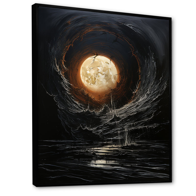 " Moon Ebony Eclipse Silence I " Color Photography Print, Black Floater Framed, 32" H x 24" W