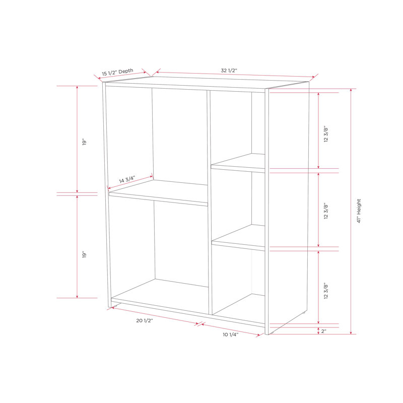 Garv Cube Wood Open Shelf Organizer Bookcase with Five Fixed Compartments in Gray Finish for Living Room Office or Kids Room Vertical Storage Organizer Unit